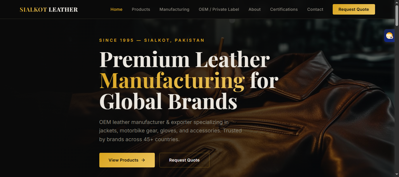 Sialkot Leather - Web Design & Development Project